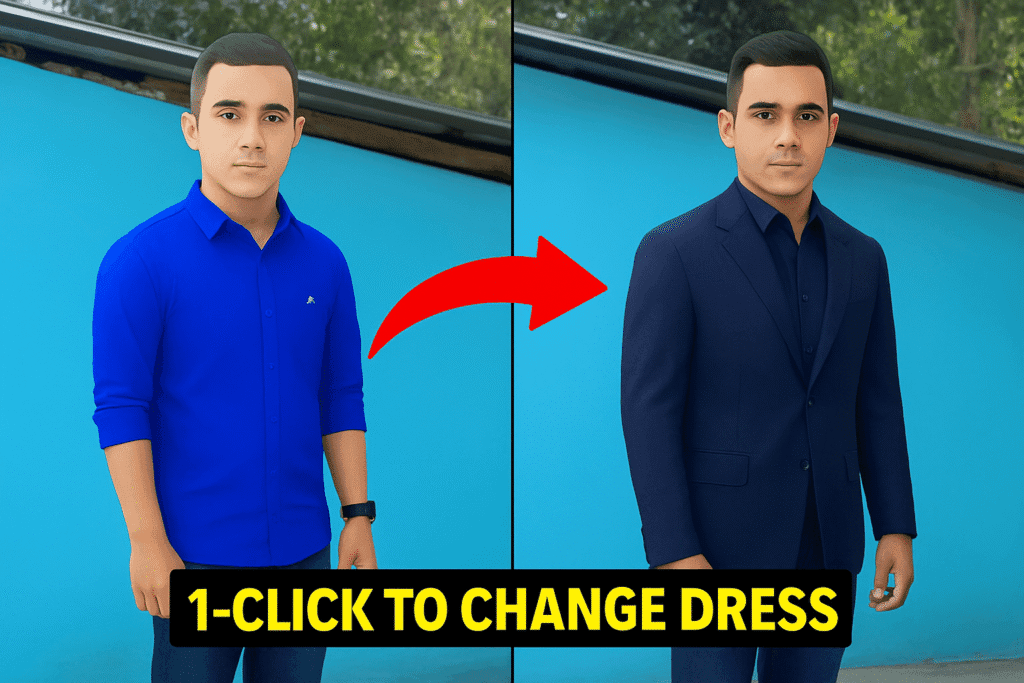 Person using AI to change dress on mobile screen