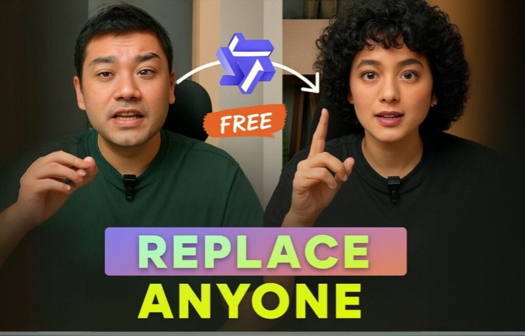 AI-powered video replacement demo showing character transformation